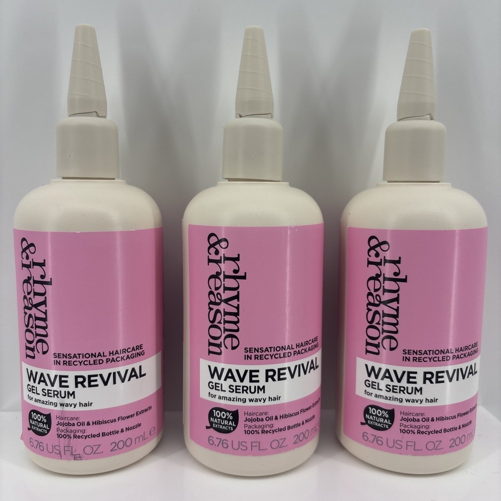 Lot Of 3 Rhyme & Reason wave Revival   Gel Serum 6.7 Oz Ea 100% natural Extract